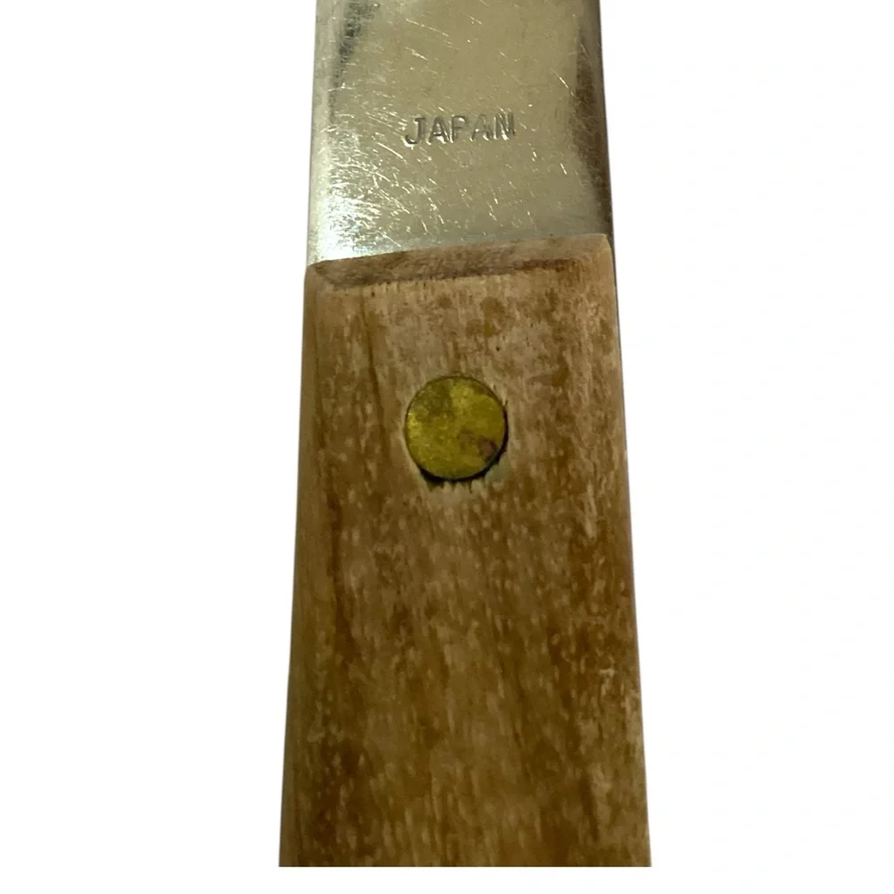 Vintage Mobilheat Japan Stainless Steel Serving Fork Wood Handle Mid Century BBQ